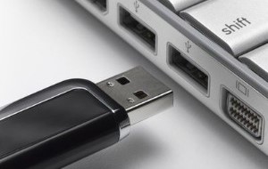 USB flash drive being plugged into PC