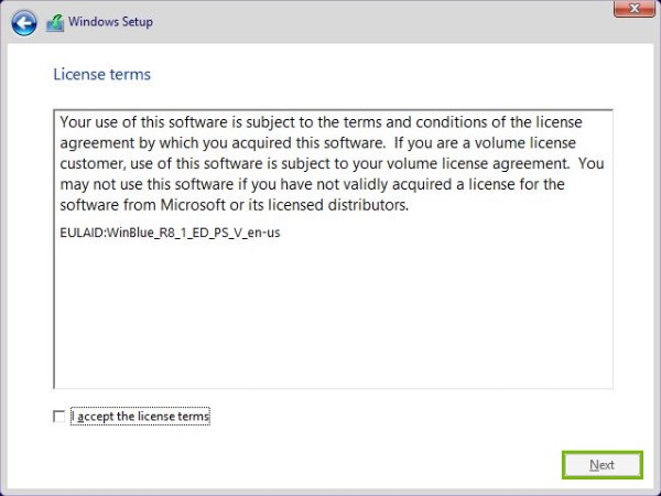 Next button highlighted