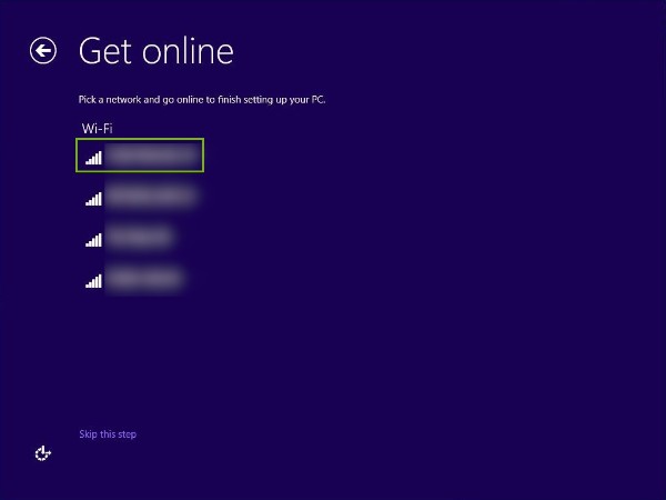 Wi-Fi network highlighted