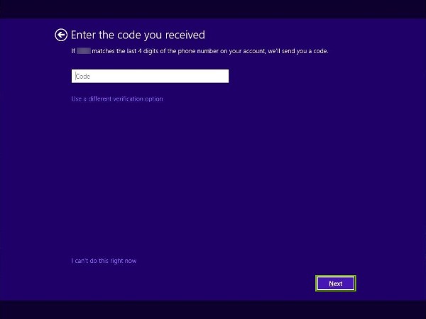 Next button highlighted