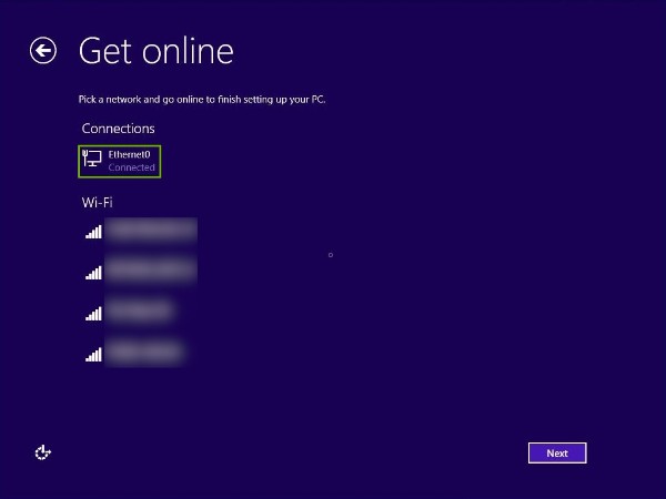 Ethernet Connected idicator highlighted