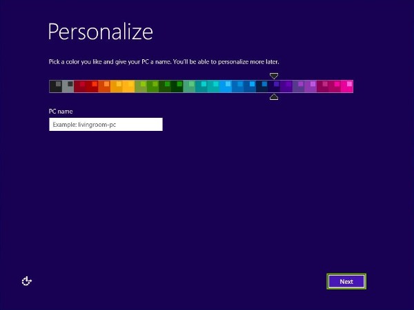 Next button highlighted