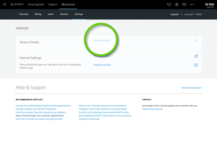 Comcast wifi credentials