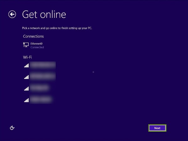 Next button highlighted