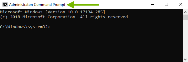 Administrator pointed out in open Command Prompt.