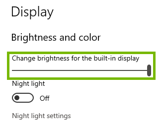 Brightness slider
