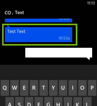 Conversation with a message highlighted. Screenshot