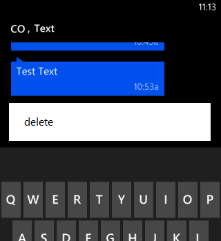 Delete message. Screenshot