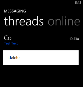 Delete thread screen. Screenshot