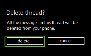 Delete thread message with delete highlighted. Screenshot