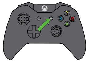 Menu button pointed out on Xbox controller.