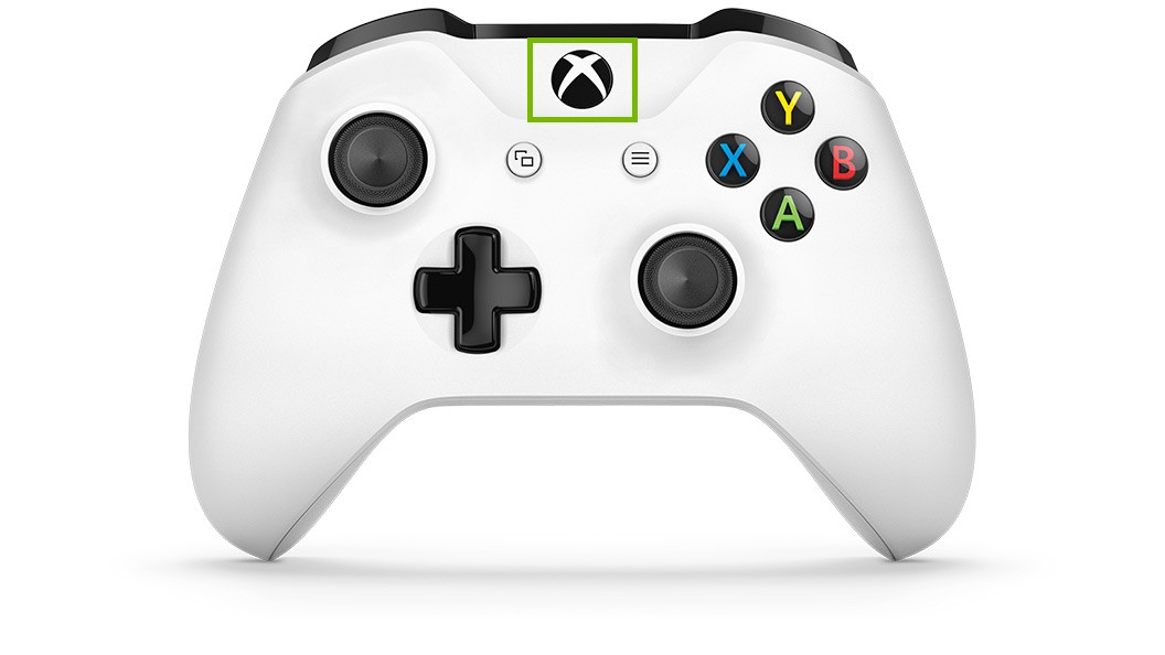 Xbox controller with guide button highlighted