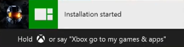 Installation started notification after inserting game disc.