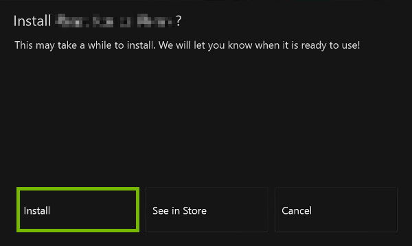 Install option highlighted on confirmation prompt.