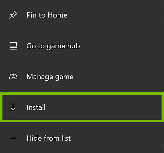 Install option highlighted in context menu.