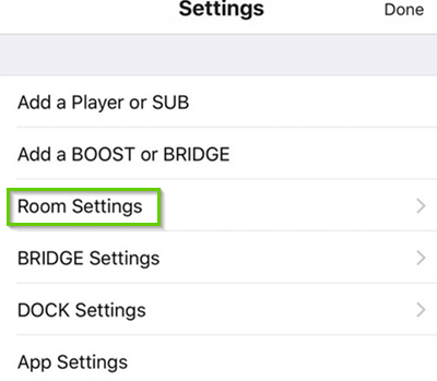 Sonos room settings