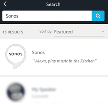 Sonos Alexa search results