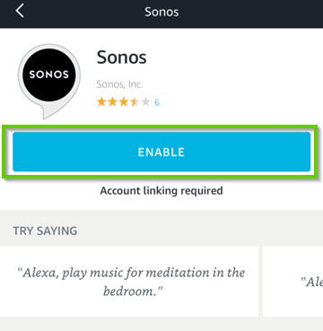 Sonos Alexa skill selection