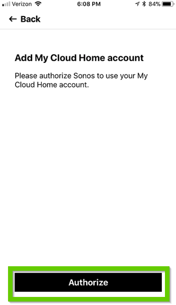 Sonos app asking for authorization