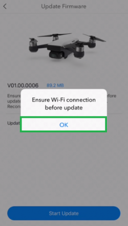 DJI app prompting to check wifi