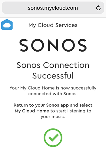 Sonos app showing successful connection
