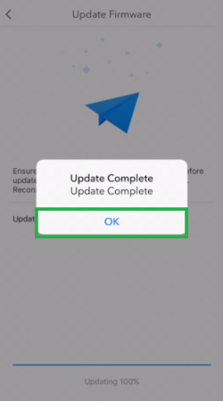 DJI app showing the update is done