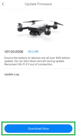 DJI App showing the download now button