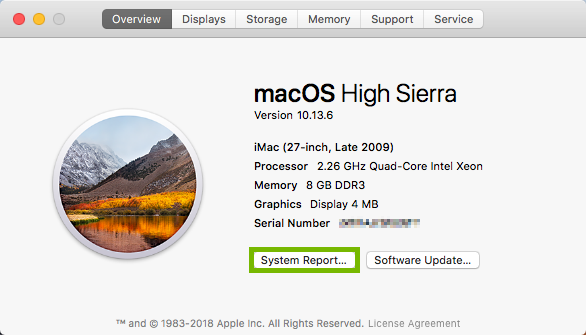 System Report highlighted in Mac system information.