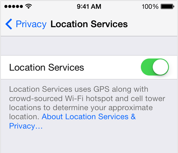 Location services turned on