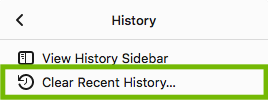 History with Clear Recent History highlighted.