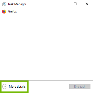 Task manager with More details highlighted.