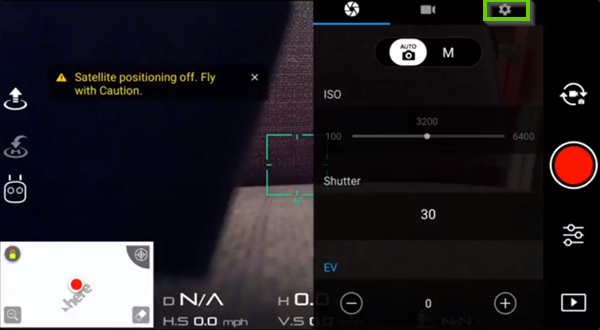 DJI Go showing settings