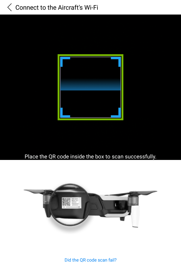 Focus box highlighted in QR scanner.