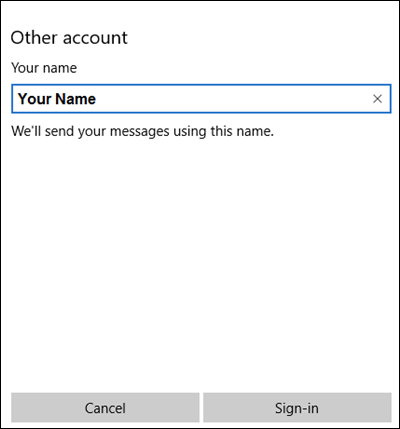 Windows mail comcast name field