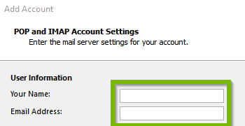 Outlook name settings