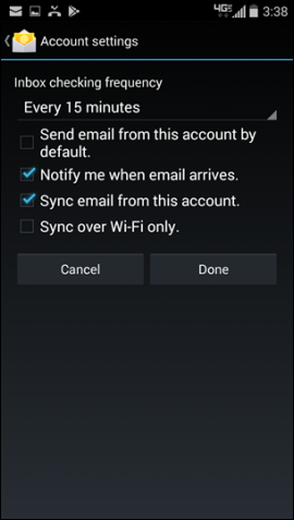 Android email settings check