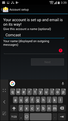 Android email setup