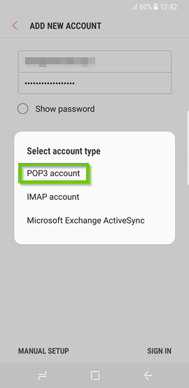 Android email account types
