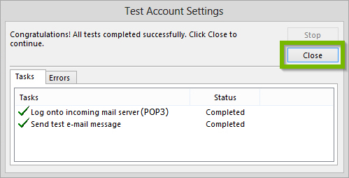 Test account settings.