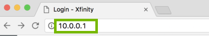 Brower address bar with 10.0.0.1 highlighted. Screenshot