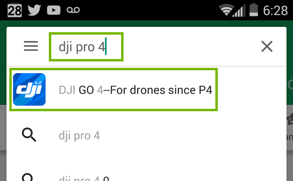 Search screen with input and app highlighted. Screenshot