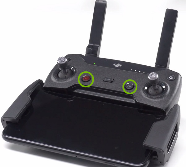 RC with Flight pause and function buttons highlighted