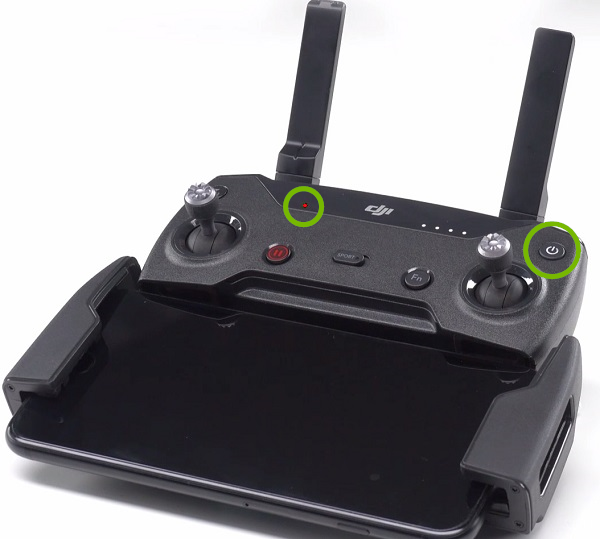 RC with Power button and indicator light highlighted