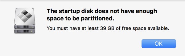 Not enough free space error