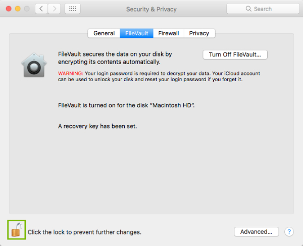 Lock icon highlighted