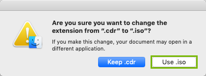 Use .ISO is highlighted