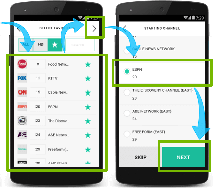Selecting a favorite.