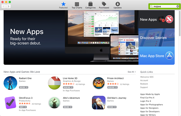 App store with Search bar filled in and highlighted.