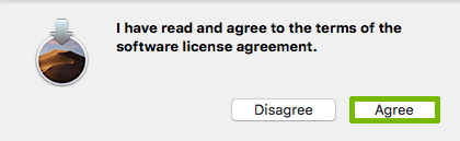 Licence Agreement prompt with Agree highlighted.
