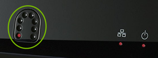 Slinbox logo LED highlighted on front of Slingbox.